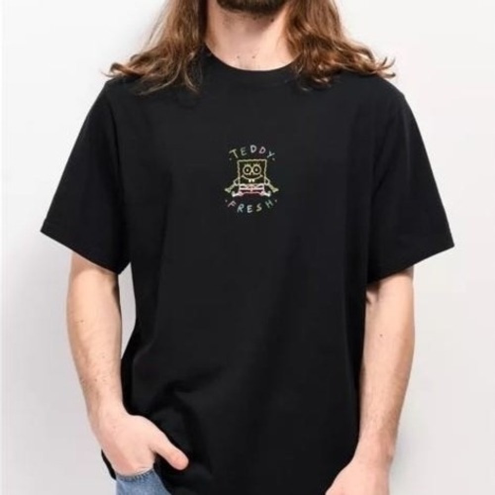 Teddy Fresh x SpongeBob SquarePants Embroidered Black T-Shirt - Size S